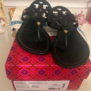 Tory Burch Miller Sandal Leather Black Size 7